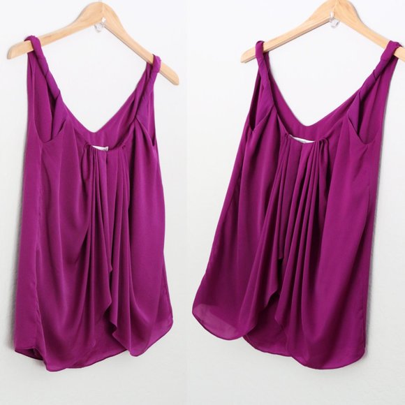 Diane Von Furstenberg DVF Pepe Twist Shoulder Pleated Layered Tank Top Violet 2 - Picture 2 of 12
